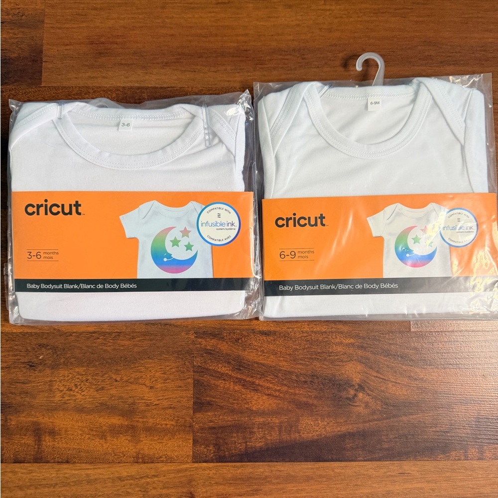 Cricut Infusible Ink Baby Bodysuit Bundle 3-6 & 6-9 M White NEW Sublimation